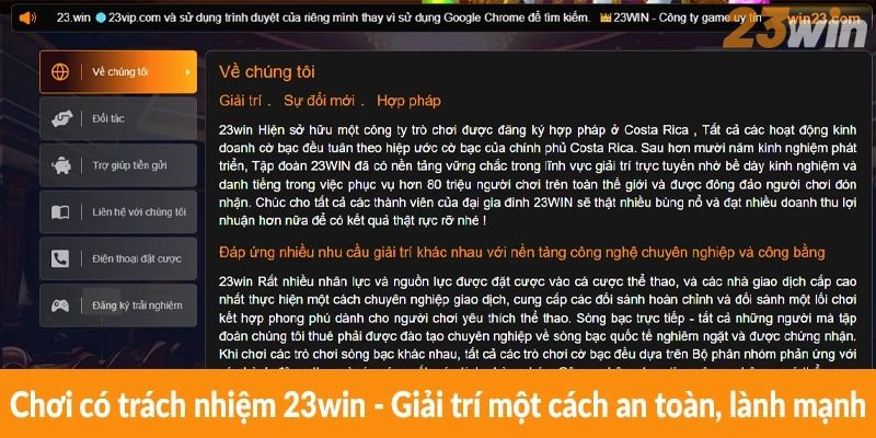 Chơi có trách nhiệm 23win - Giải trí một cách an toàn, lành mạnh