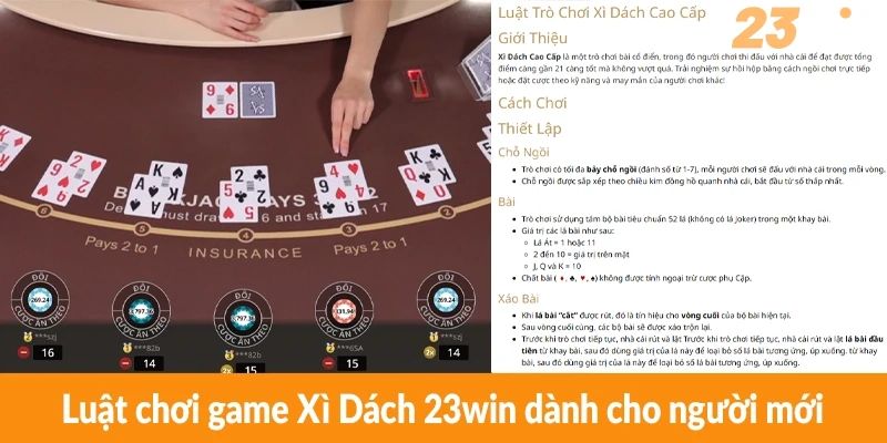 Luật chơi game Xì Dách 23win dành cho người mới