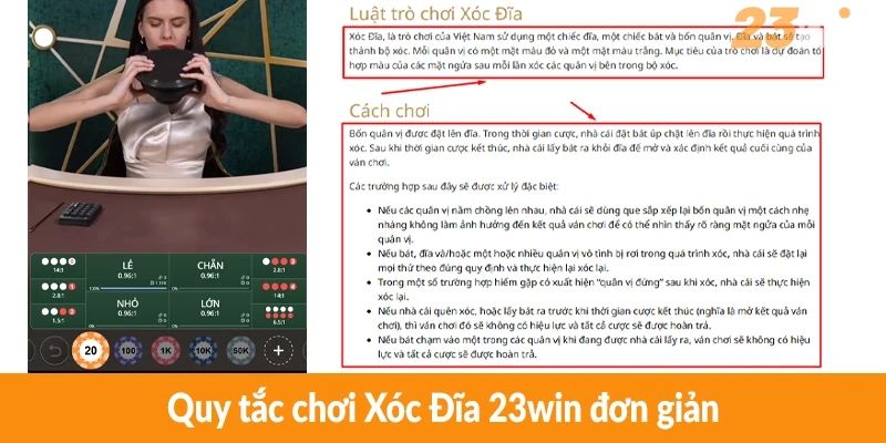 Quy tắc chơi Xóc Đĩa 23win đơn giản
