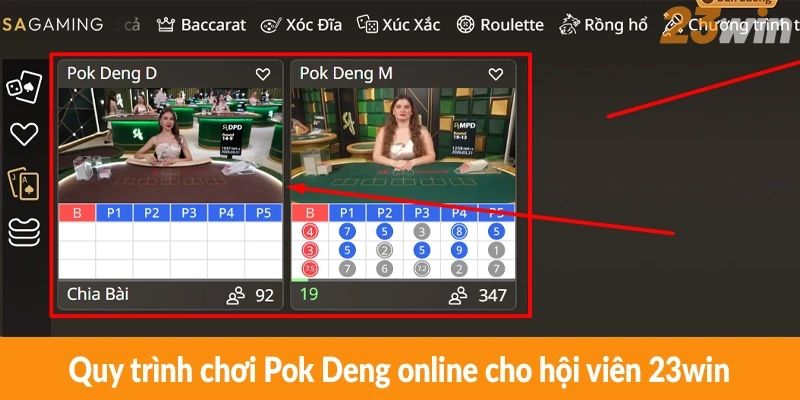 Quy trình chơi Pok Deng online cho hội viên 23win