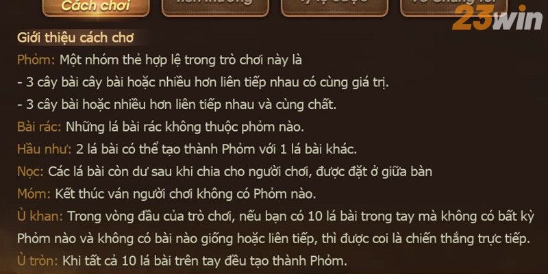 Thuật ngữ đánh Phỏm tại 23win nên nhớ