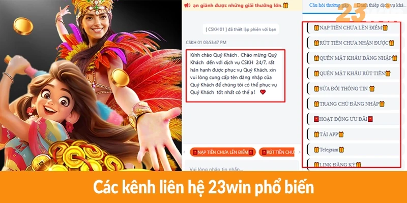 Các kênh liên hệ 23win phổ biến