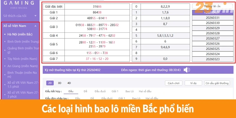 Các loại hình bao lô miền Bắc phổ biến
