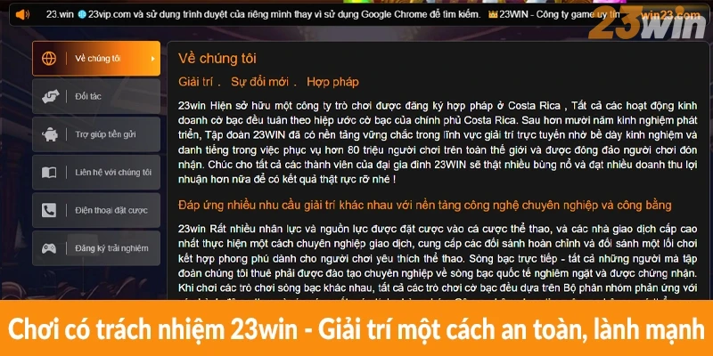 Chơi có trách nhiệm 23win - Giải trí một cách an toàn, lành mạnh