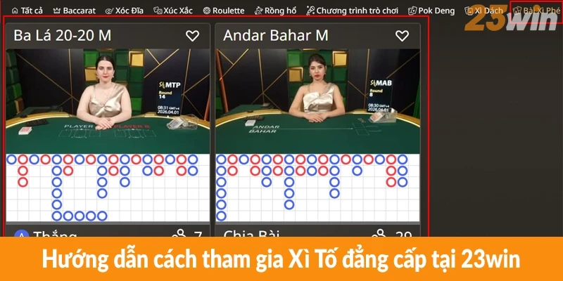 Hướng dẫn cách tham gia Xì Tố đẳng cấp tại 23win
