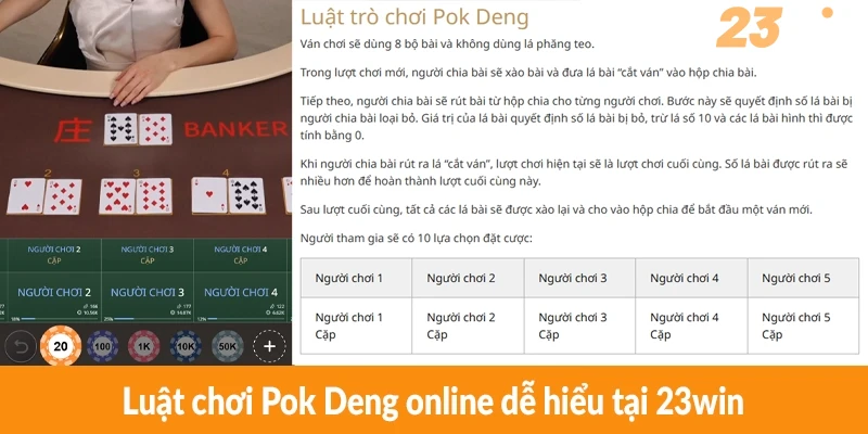 Luật chơi Pok Deng online dễ hiểu tại 23win