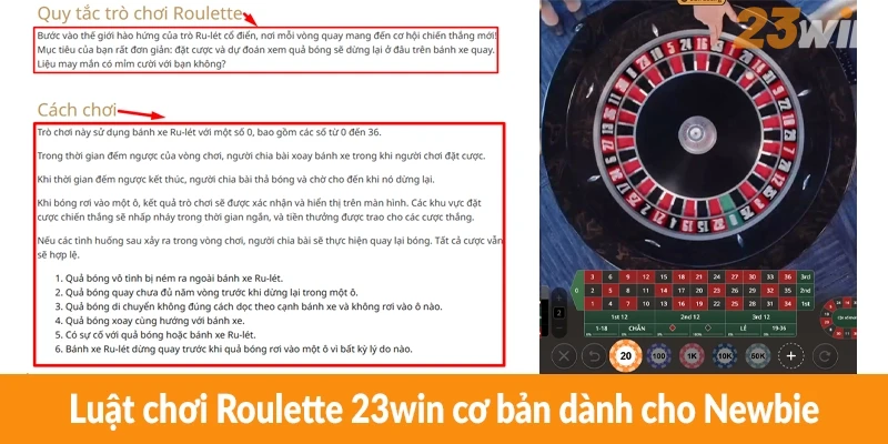 Luật chơi Roulette 23win cơ bản dành cho Newbie