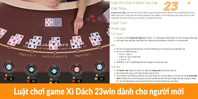 Luật chơi game Xì Dách 23win dành cho người mới