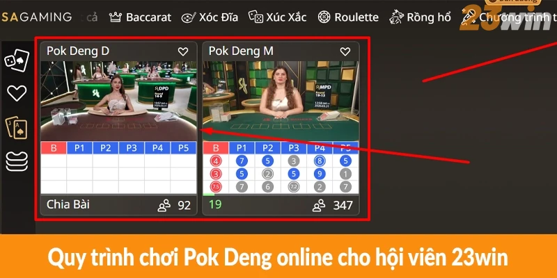 Quy trình chơi Pok Deng online cho hội viên 23win