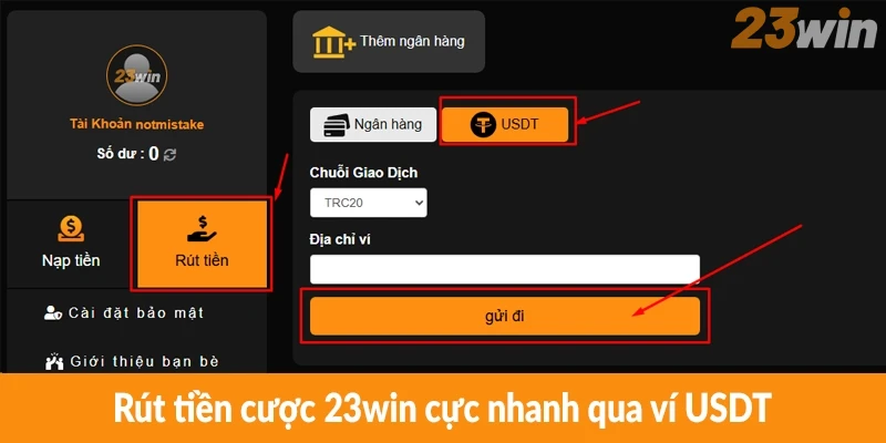 Rút tiền cược 23win cực nhanh qua ví USDT Rút tiền cược 23win cực nhanh qua ví USDT