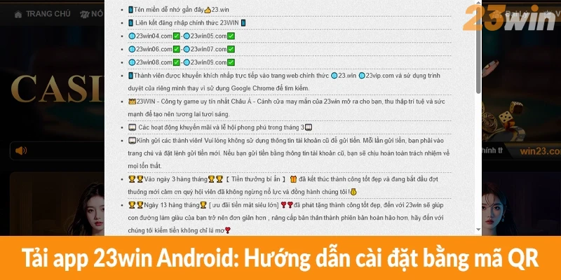 Tải app 23win Android: Hướng dẫn cài đặt bằng mã QR
