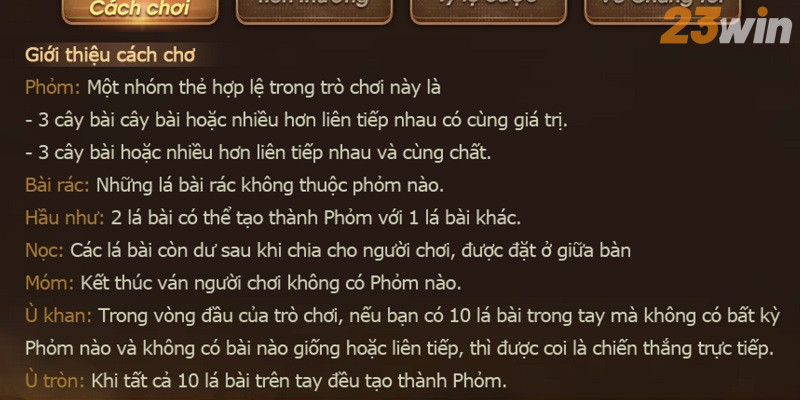 Thuật ngữ đánh Phỏm tại 23win nên nhớ